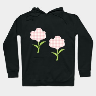 Pink Gingham Flower Design Hoodie